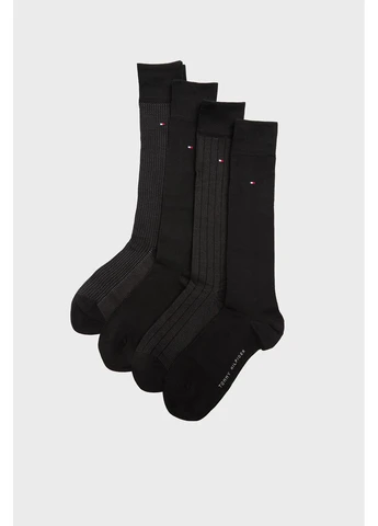 Чёрные носки (4 пары) Tommy Hilfiger однотонные (378700918)