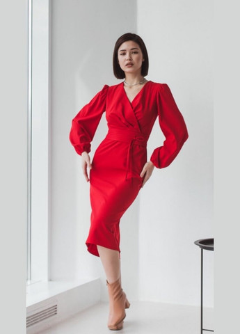 Красное коктейльное платье футляр FashionYouWant однотонное