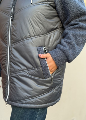 Графитовая зимняя куртка женская удлиненная зимняя с капюшоном стеганая букле No Brand