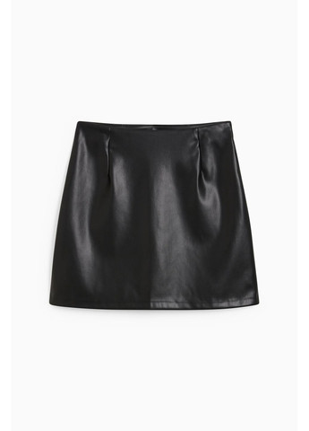 Черная кэжуал однотонная юбка из эко кожи C&A