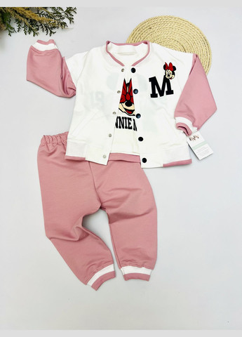 Спортивний дитячий костюм Бомбер + лонгслів + джогери для дівчаток Мінні маус Murat baby (278315039)