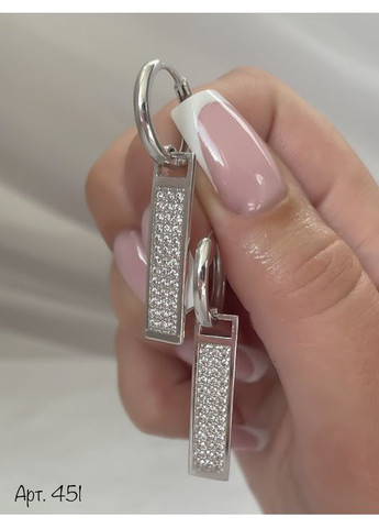 Серебряные серьги Прямоугольник No Brand (354721965)