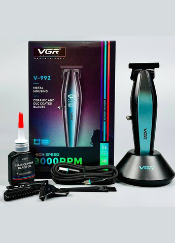 Машинка для стрижки бездротова 2000 мАг 5 Вт триммер LED дисплей зелений (2390000054) VGR V-992 (348059300)