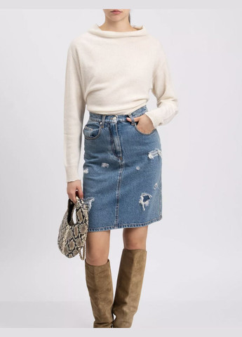 Темно-голубая праздничный, коктейльный, спортивная, офисная, домашний, пляжный, карнавальный, повседневная, кэжуал, джинсовая, вечерний стильная джинсовая юбка MSGM карандаш