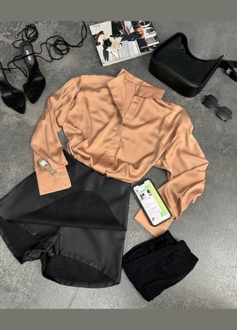 Светло-коричневая кэжуал рубашка однотонная Adelante