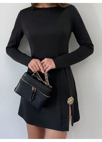 Черное платье SHEIN однотонное
