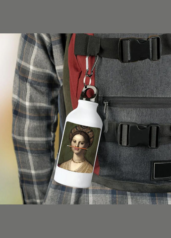 Фляга (бутылка) для воды с карабином Мемы (Туристическая, Для кемпинга, Для спорта) #07 500 мл Белый No Brand (323639492)