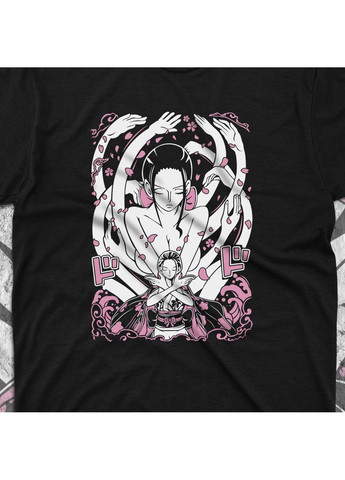 Чорна футболка з принтом ван піс - ніко робін 4 No Brand