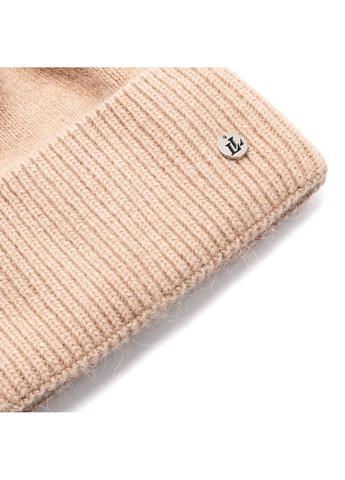 Шапка з помпоном жіноча вовна мериноса бежева NALINA LuckyLOOK 668-677 (322792244)