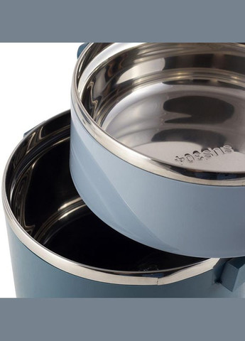 Ланч-бокс Snack 1700мл двухуровневый, пластик и нержавеющая сталь, синий Kamille (330018350)