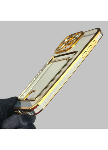 Чохол для iPhone 15 Pro Max із золотою окантовкою з кишенькою для карток на айфон 15 про макс золотий Apple (366019595)