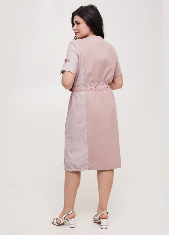 Лавандовое летнее льняное платье с кулиской на талии и карманами all posa (ap100572p) A'll Posa