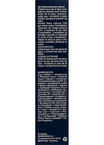 Гель-крем для интенсивного увлажнения кожи лица в течение 72 часов Aqua Intense 72H Gel-Crema 40ml Rilastil (368664010)