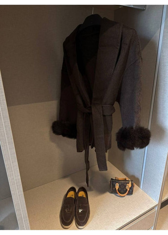 Чорне демісезонне Пальто 018 оверсайз,щільний якісний кашемір,штучне хутро Україна