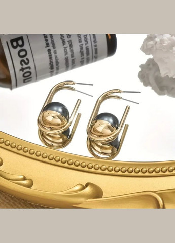 Серые жемчужные круглые серьги, 1487 Fashion Jewelry (336550631)