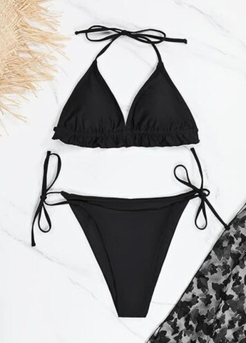 Чорний літній роздільний купальник-трійка blooming jelly (8482) роздільний FS