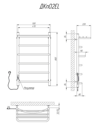 Сушарка для рушників Каскад із полицею 800х500/6 EL Kosser (358500735)