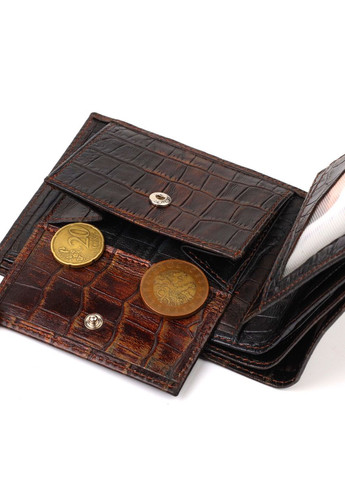 Гаманець чоловічий Шкіряний без застібки з тисненням під крокодила 21759 Коричневий Canpellini (306881355)