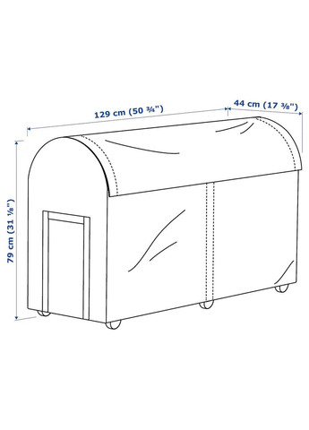 Ящик для хранения ИКЕА TOSTERO 129х44х79 см (10411440) IKEA (293483768)