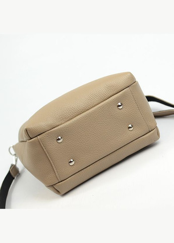 Бежева маленька жіноча шкіряна сумка крос-боді на три відділення через плече Serebro (285895820)