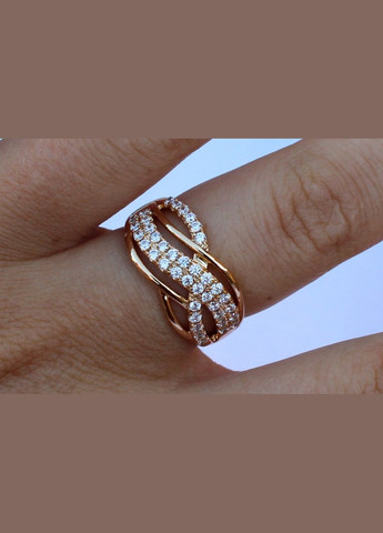 Кільце вісімка переплітаються три доріжки з каменів р 16 золотисте Xuping Jewelry (316606474)