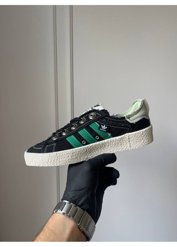 Кросівки жіночі Adidas Campus 80s Black White Green | Адідас Кампус чорні No Brand чорно-білі демісезони (362346972)