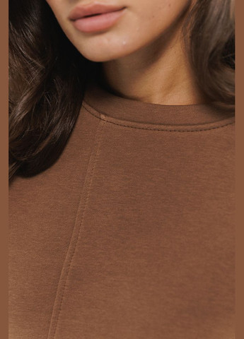 Коричневий жіночий світшот oversize з асиметричним швом спереду Arjen (301765998)