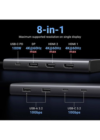 Док-станція CM639 8-in-1Grey (35625) Ugreen (370608209)