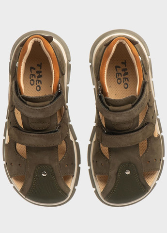 Хаки кэжуал сандалии Theo Leo на липучке