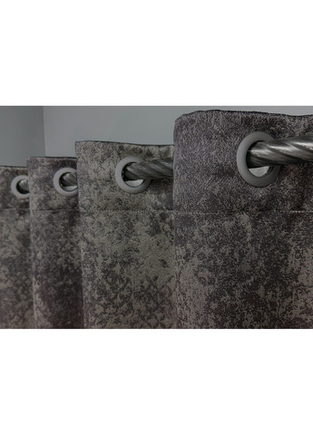 Комплект штор на люверсах Мармур Al-9 № 1637ш Графітовий з сірим 150х270 см 2 шт (37-0173) VR-Textil (317461219)