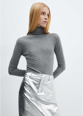 Серебряная юбка меди из искусственной кожи металлизированная серебряная юбка Mango