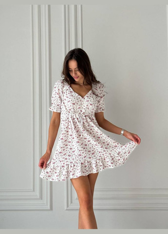 Белое повседневный, праздничный, вечернее платье клеш Garna с цветочным принтом