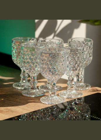 Набір келихів для вина 6 шт по 220 мл на низькій ніжці Прозорий HP-19-104 Yiwu (353504109)