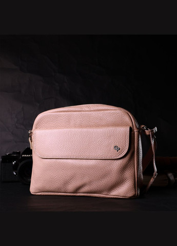 Женская сумка кросс-боди из натуральной кожи с карманами пудровая (sku_11694) No Brand (329853516)