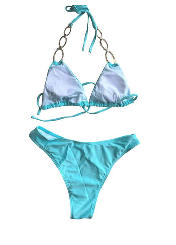 Голубой демисезонный купальник раздельный голубой + юбка леопард раздельный No Brand 7899