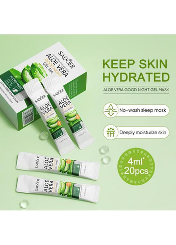 Набор ночных масок для лица из алоэ вера Aloe Vera Good Night Gel Mask 20*4 мл SADOER (373273866)