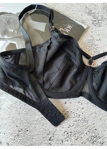 Чорний чорний бюстгальтер без поролону зі стрепами Lanny Mode