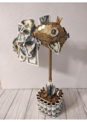 Сувенір статуетка Топіарій "Золота рибка" з сувенірних доларів та монет ручна робота хендмейд подарунок SuvenirPodarokZP (366668765)