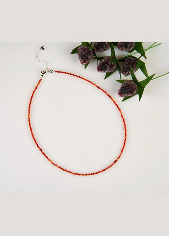 Чокер натуральний камінь Сердолік гранована кулька, фур-ра гіп-ний сплав колір срібло d-2мм+- L-39-44см No Brand сердолік латунь, натуральний камінь, медичний сплав срібло (331145965)