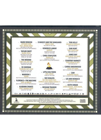 Музыкальный CD диск Various – 2016 Grammy Nominees Grammy Recordings (372514075)