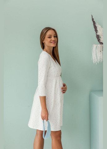 Ночная рубашка для беременных и кормящих трикотажная молочного цвета Юла мама (305327698)