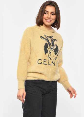 Бежевый худи женское альпака бежевого цвета Let's Shop однотонный без декора (306517463)