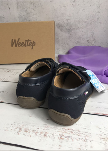 Темно-синие туфли детские замшевые для мальчиков темно-синий (665) на липучке Weestep