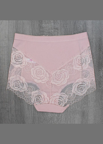 Труси великих розмірів з натуральної бавовни в рубчик із мереживними вставками набір 4 шт No Brand Сліп (316080449)