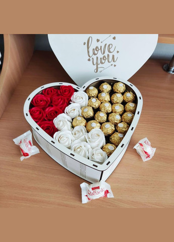 Подарочный бокс с конфетами и розами для девушки No Brand (315888748)