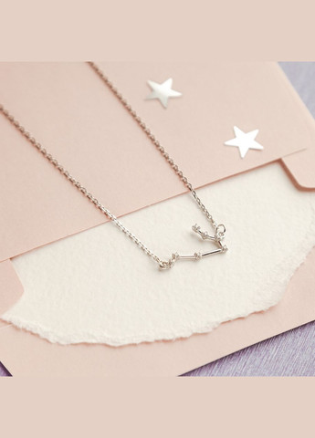 Кольє срібне знаки зодіаку Близнюки на тонкому ланцюжку з яскравими білими фіанітами Каштан (342335519)