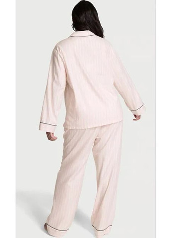 Светло-розовая фланелевая пижама виктория сикрет flannel long pajama set рубашка + брюки Victoria's Secret