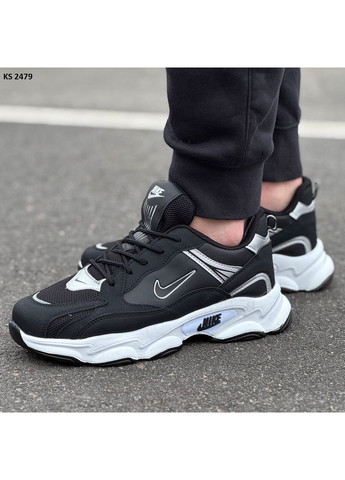 Чорні Осінні кросівки чоловічі nike air black white найк аір форс 1 преміум No Brand