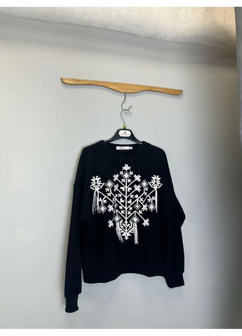 Черный свитшот с вышивкой «перлина» mkrm4289 Rica Mare (365807195)