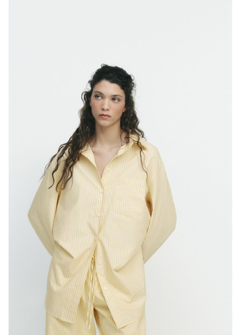 Смугаста поплінова сорочка оверсайз Zara (355801448)